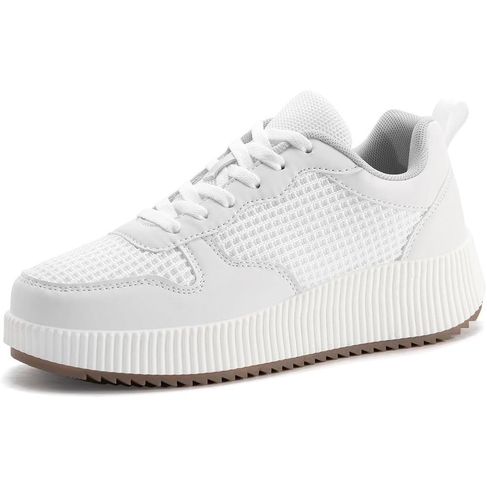 NIB Kyedoo Women Platform Walking Shoes White Mesh Sneaker Lace Up Sz 8